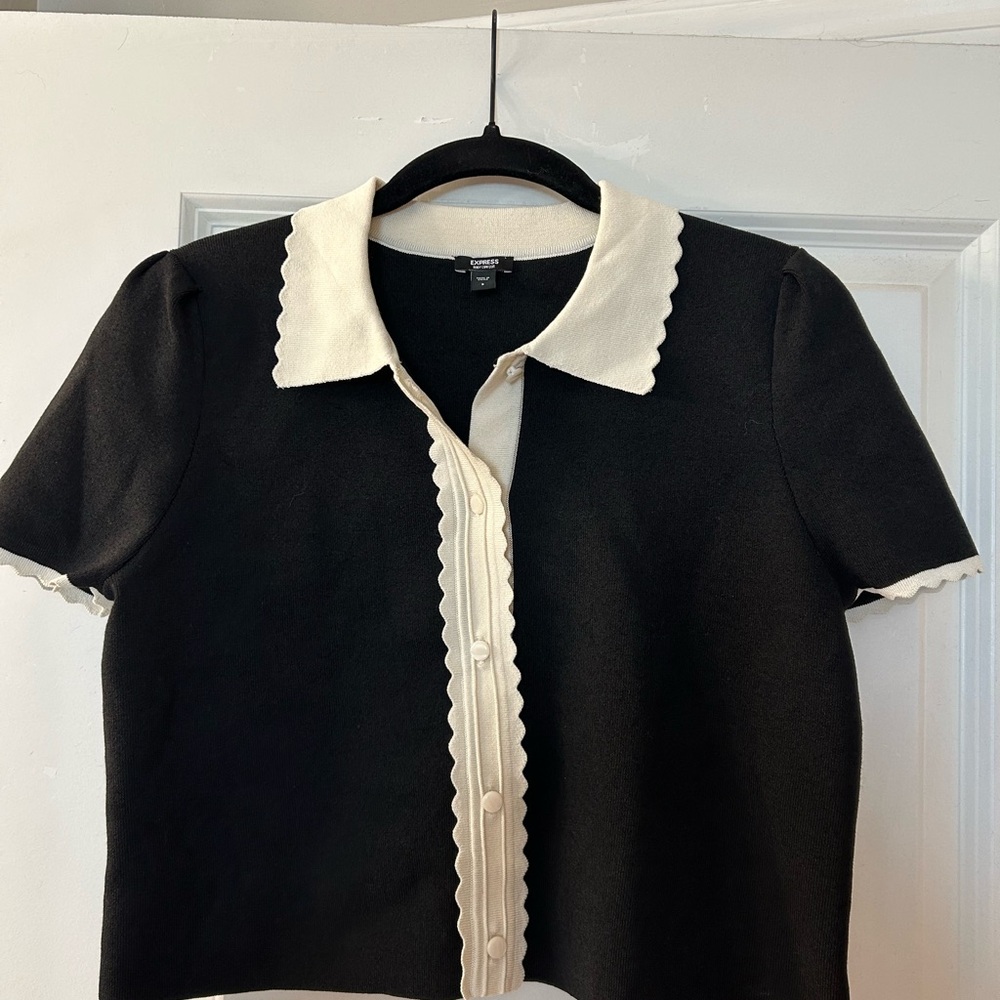 Express Black and Cream Knit Top